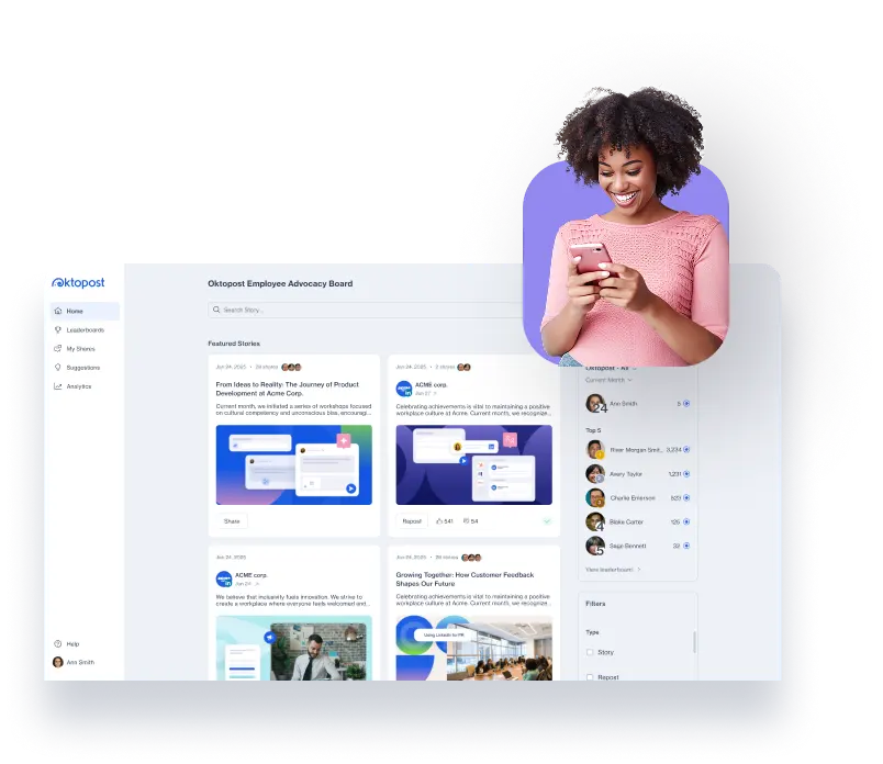 Social employee advocacy board