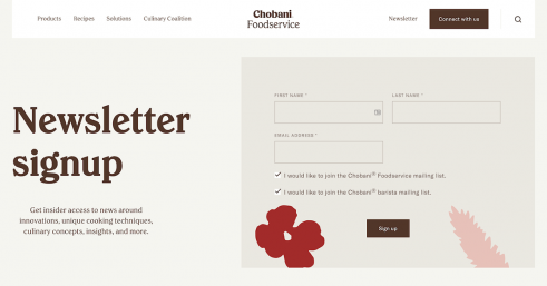 Newsletter signup landing pages