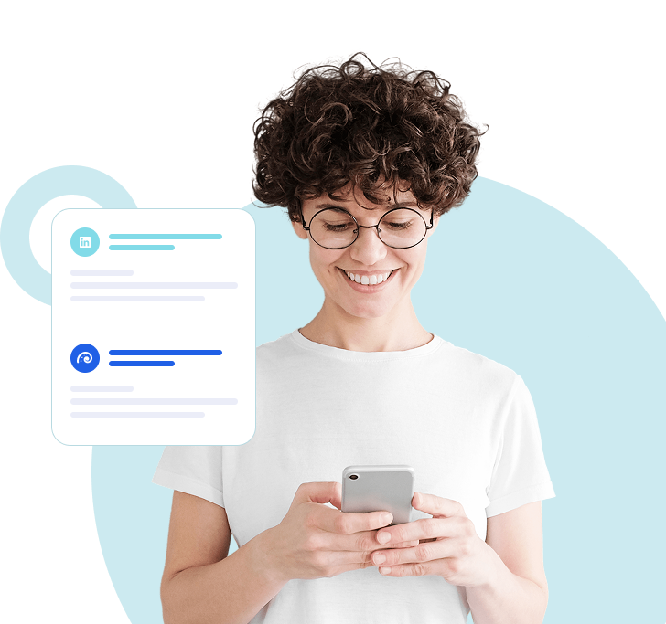 Happy user on Oktopost's LinkedIn-first B2B employee advocacy platform, amplifying voice and impact.