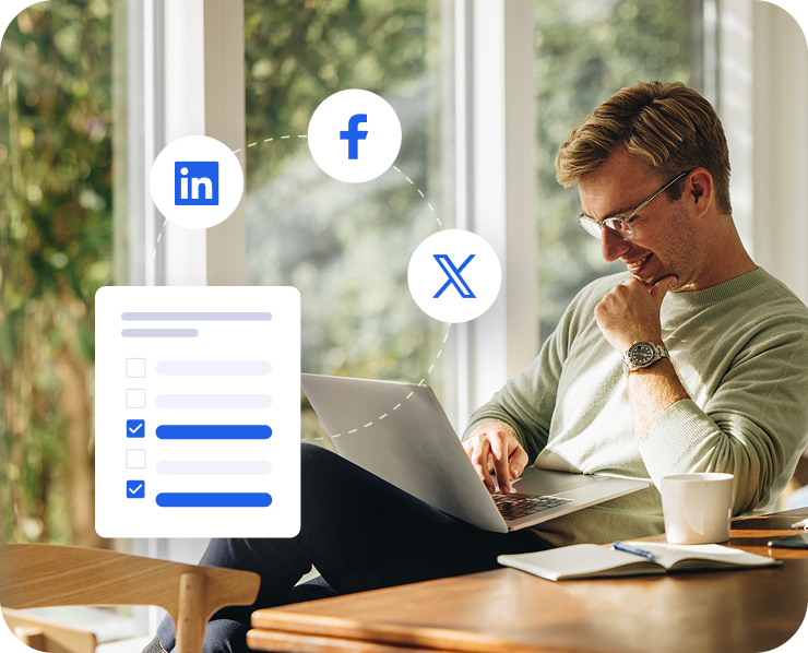 Streamlined social media management for business services: boosting B2B engagement and brand awareness on LinkedIn, Facebook, X.